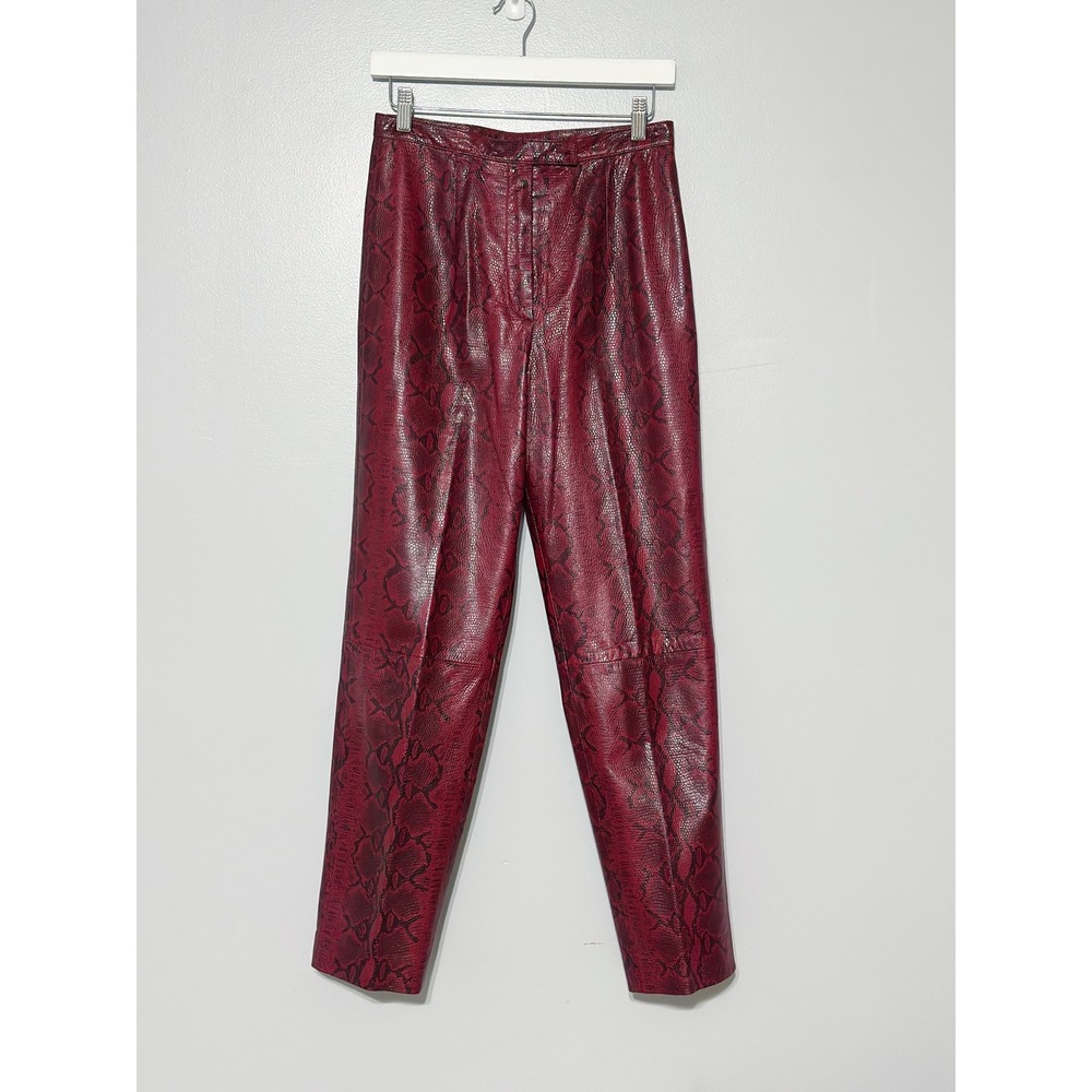 Vintage Renfrew Y2K Genuine Leather Pants Women's 8 Red Snake Print